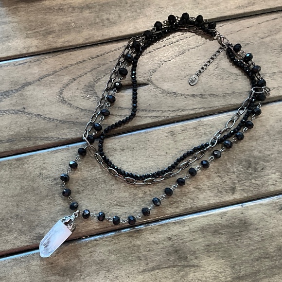 Bohemian “ Vivian “ Boho 3 Strand Necklace with Crystal Pendant R3A - Picture 4 of 4